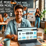 A-modern-office-setting-with-a-friendly-and-approachable-vibe.-In-the-foreground-a-smiling-person-is-sitting-at-a-desk-with-an-open-laptop-displaying